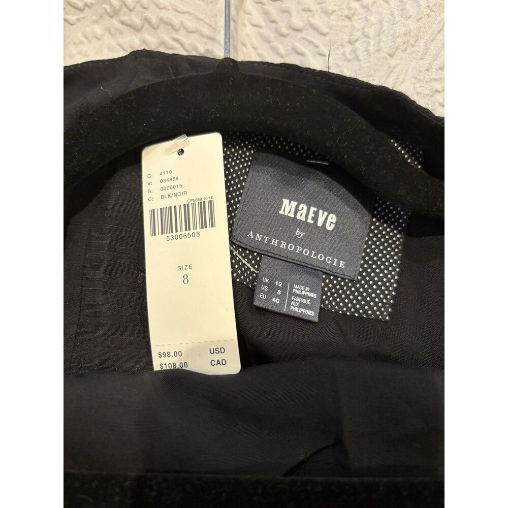Maeve by Anthropologie Black Button Back Tie Waist Sleeveless Top Size 8 NWT